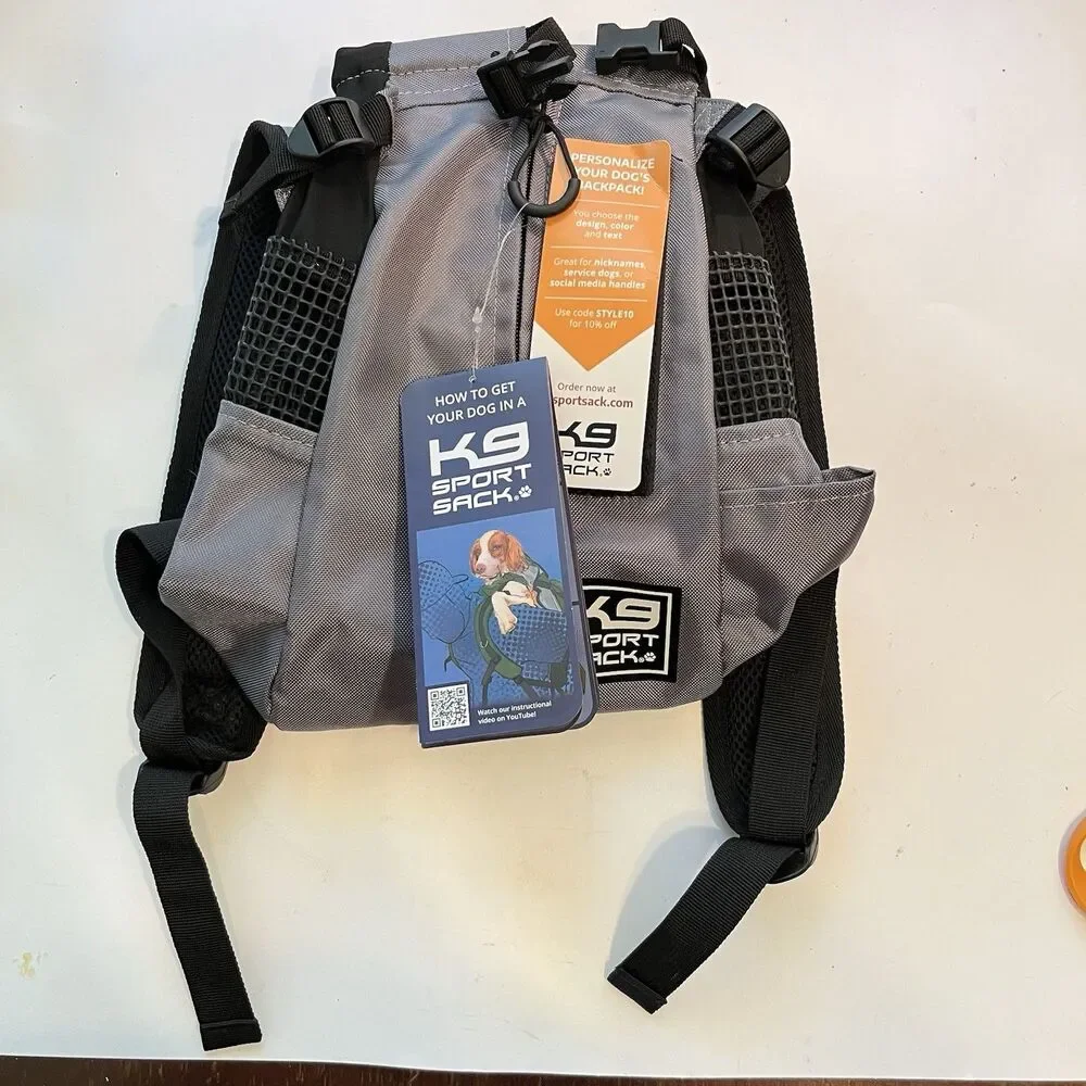 K9 Sport Sack Dog Carrier Adjustable Backpack Size XS Charcoal Grey